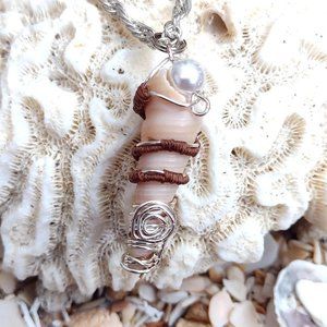 One of a Kind Wire Wrapped Natural Shell Necklace